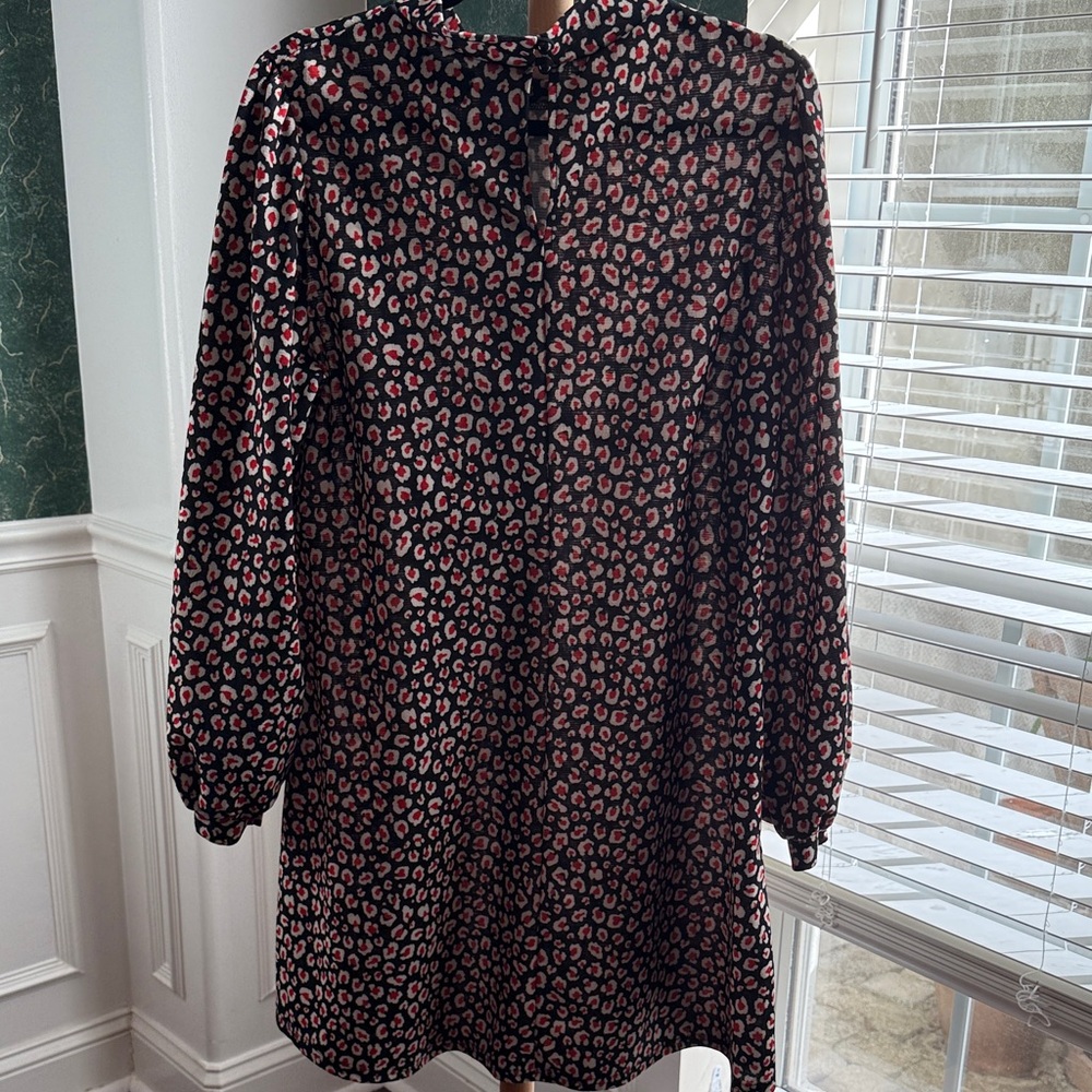 Babydoll Leopard Print Dress with Bell Sleeves - Picture 5 of 5